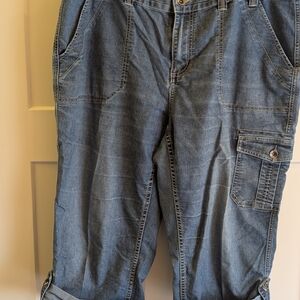 Coldwater Creek Blue Cropped Cargo Jeans